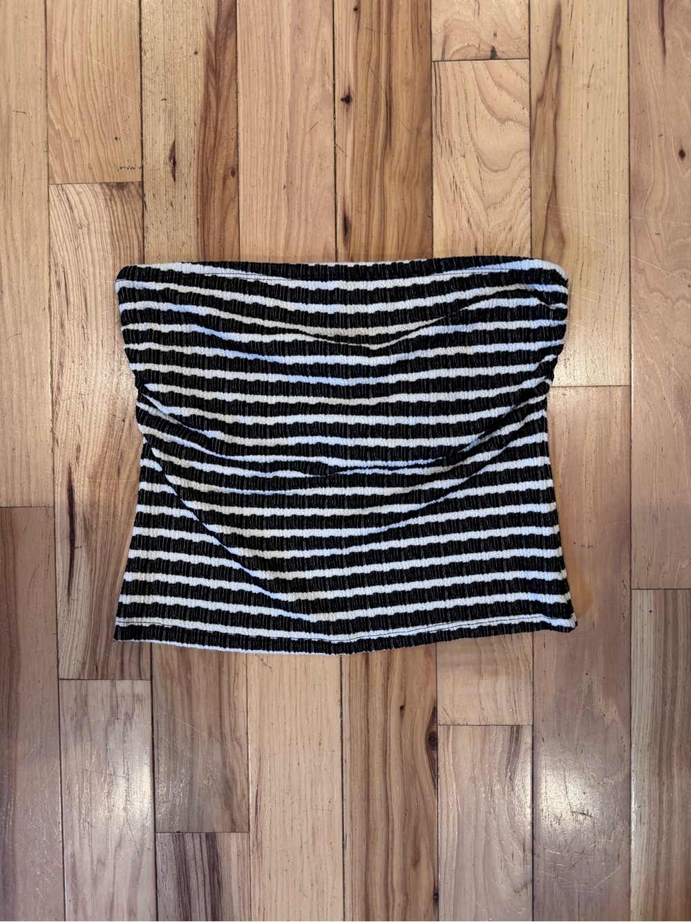 Striped Ribbed Black and White Tube Top